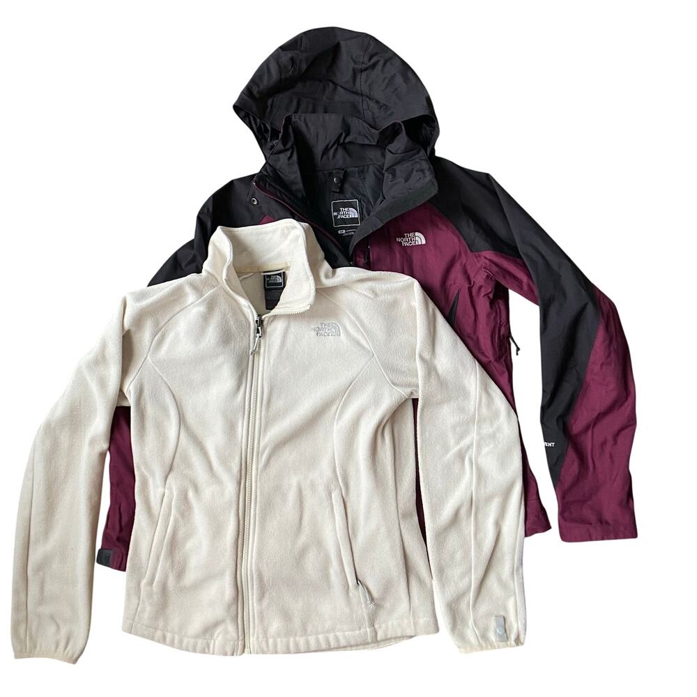 The North Face HyVent 3-1 Jacket Women Sz S Wine Black Nylon Hooded